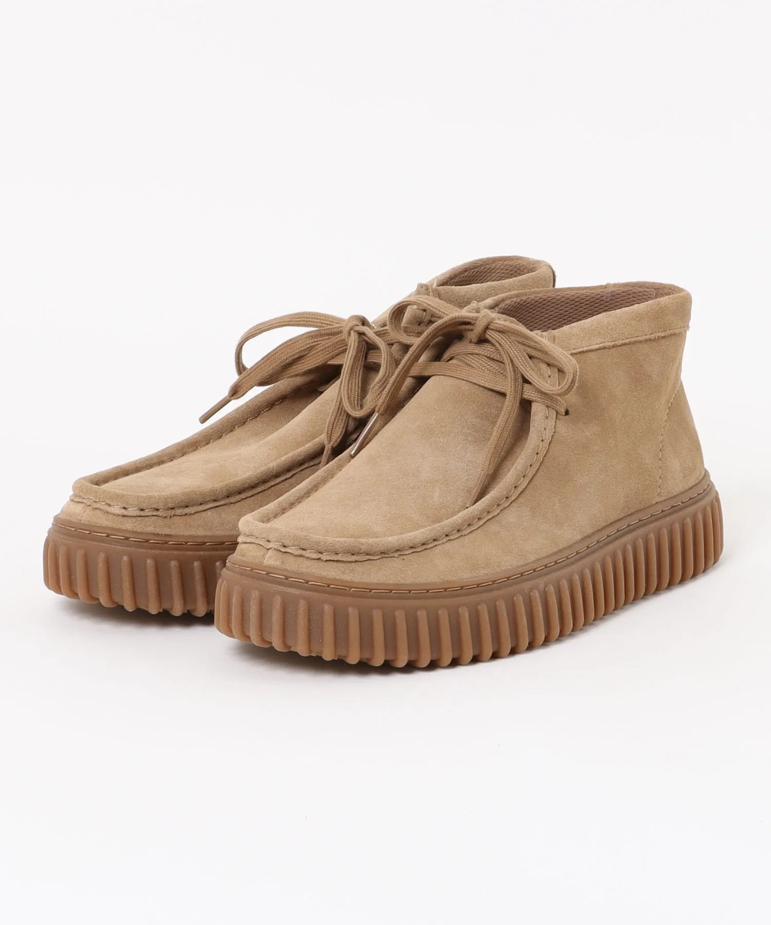 Мужские высокие мокасины с массивной подошвой TORHILL HI Clarks тёмно-бежевые