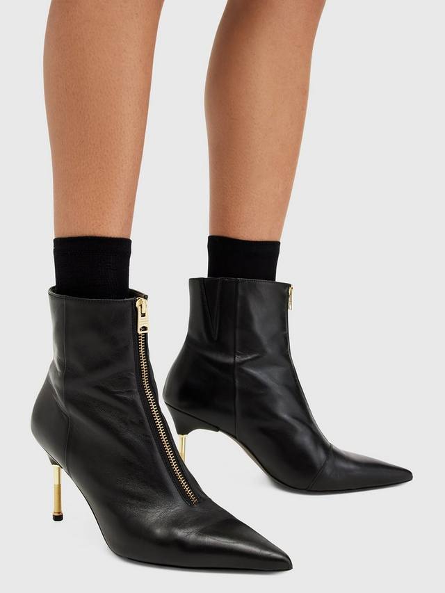Наташа кожаные сапоги-ботфорты на шпильке AllSaints, Black — фото 2