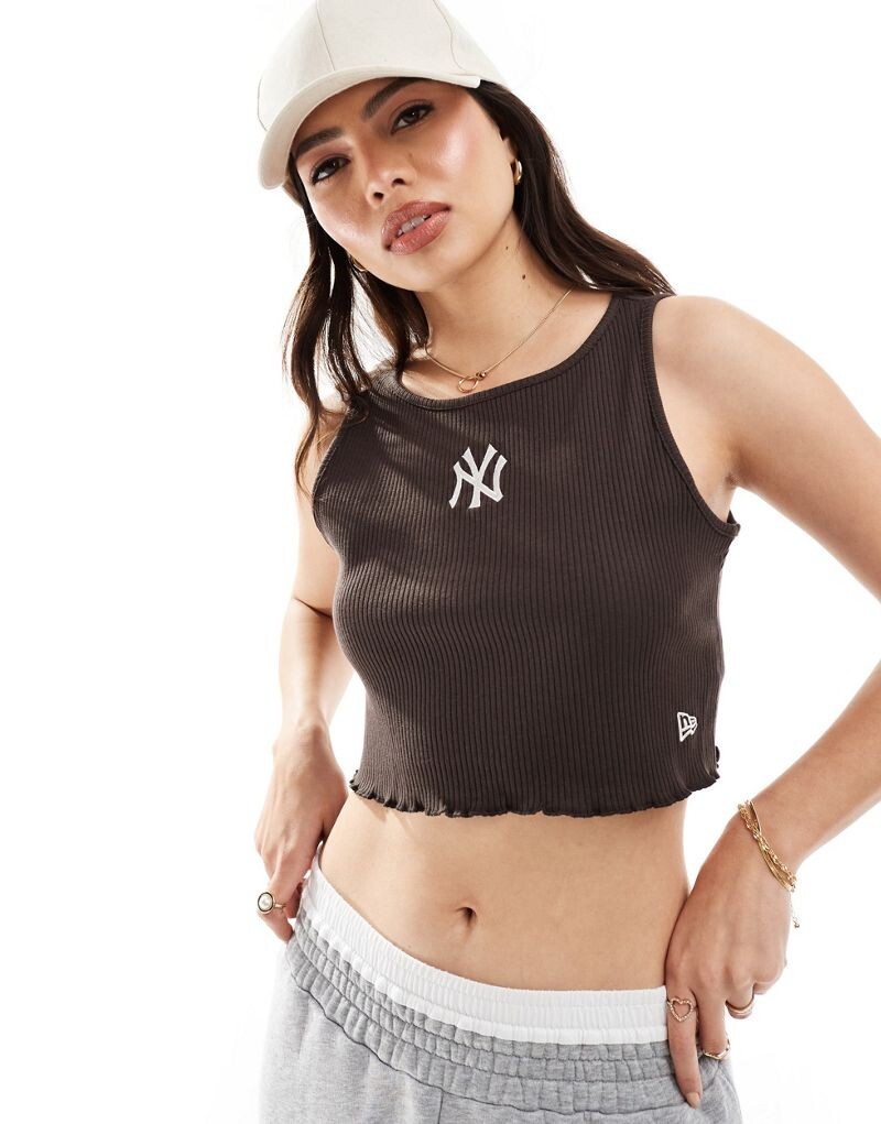 

Коричневый жилет с логотипом New Era NY и салатовым краем