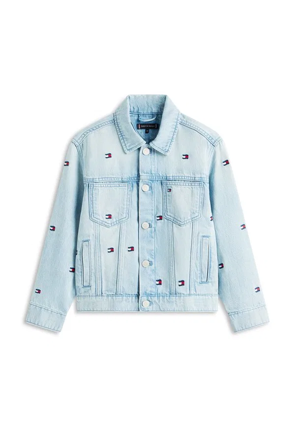 Джинсовая куртка-тракер с вышивкой в виде волнистого флага Tommy Hilfiger, Critterwavyflags — фото 4