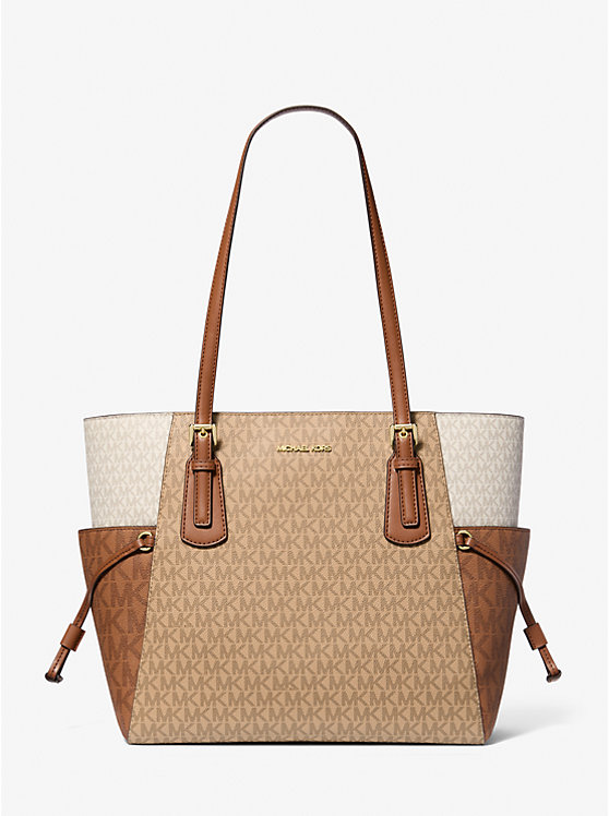 

Большая сумка-тоут Voyager с цветными блоками и фирменным логотипом Michael Kors, коричневый