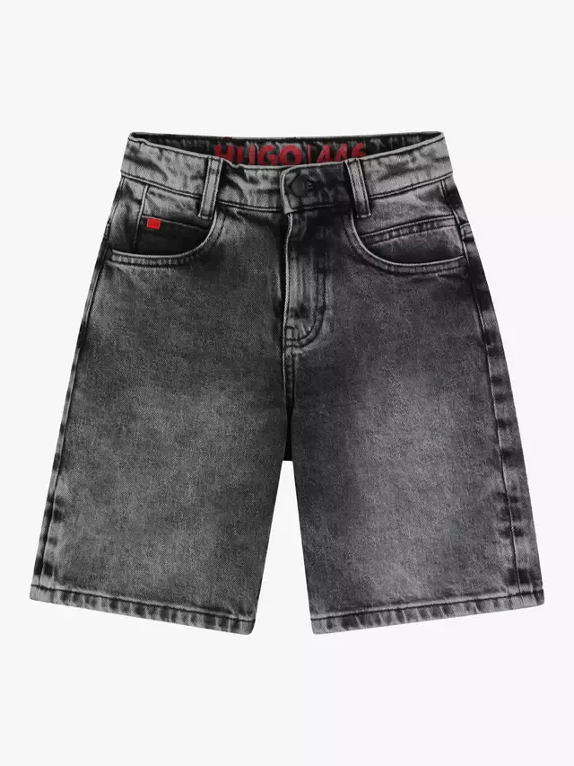 Детские джинсовые шорты HUGO, черные HUGO BOSS