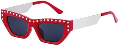 

Женские солнцезащитные очки в стиле панк 2027 года, металлическая оправа, винтажные солнцезащитные очки «кошачий глаз» с кристаллами, защита от ультрафиолета UV400 MTZJH, C6 Red Gray