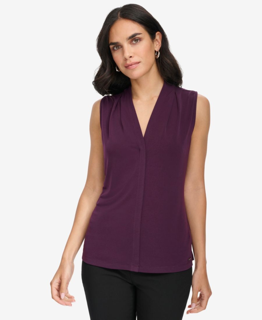 

Женская майка без рукавов с V-образным вырезом Calvin Klein, Aubergine