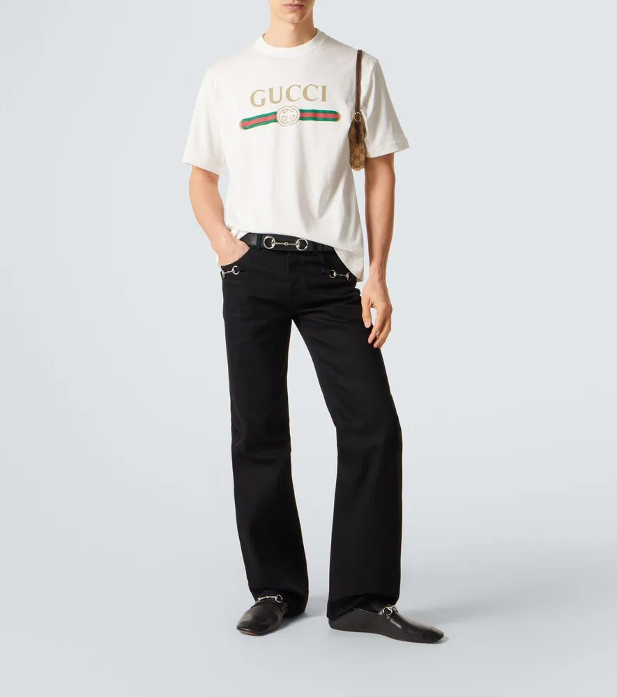 Футболка Gucci из хлопкового и шелкового трикотажа, белый — фото 2