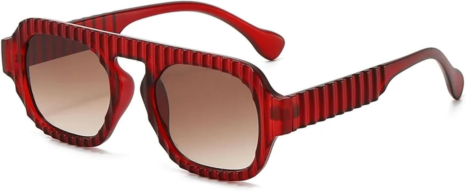 

Винтажные солнцезащитные очки с плоской верхней частью, полосатой волнистой оправой, в стиле панк, роскошные, с защитой от УФ-излучения UV400, для женщин и мужчин TYUVIVO, 5