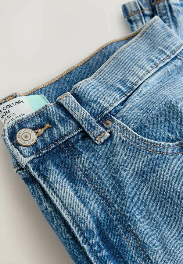 Удобные эластичные джинсы-колонны зауженного кроя Next, Mid Blue Denim — фото 2