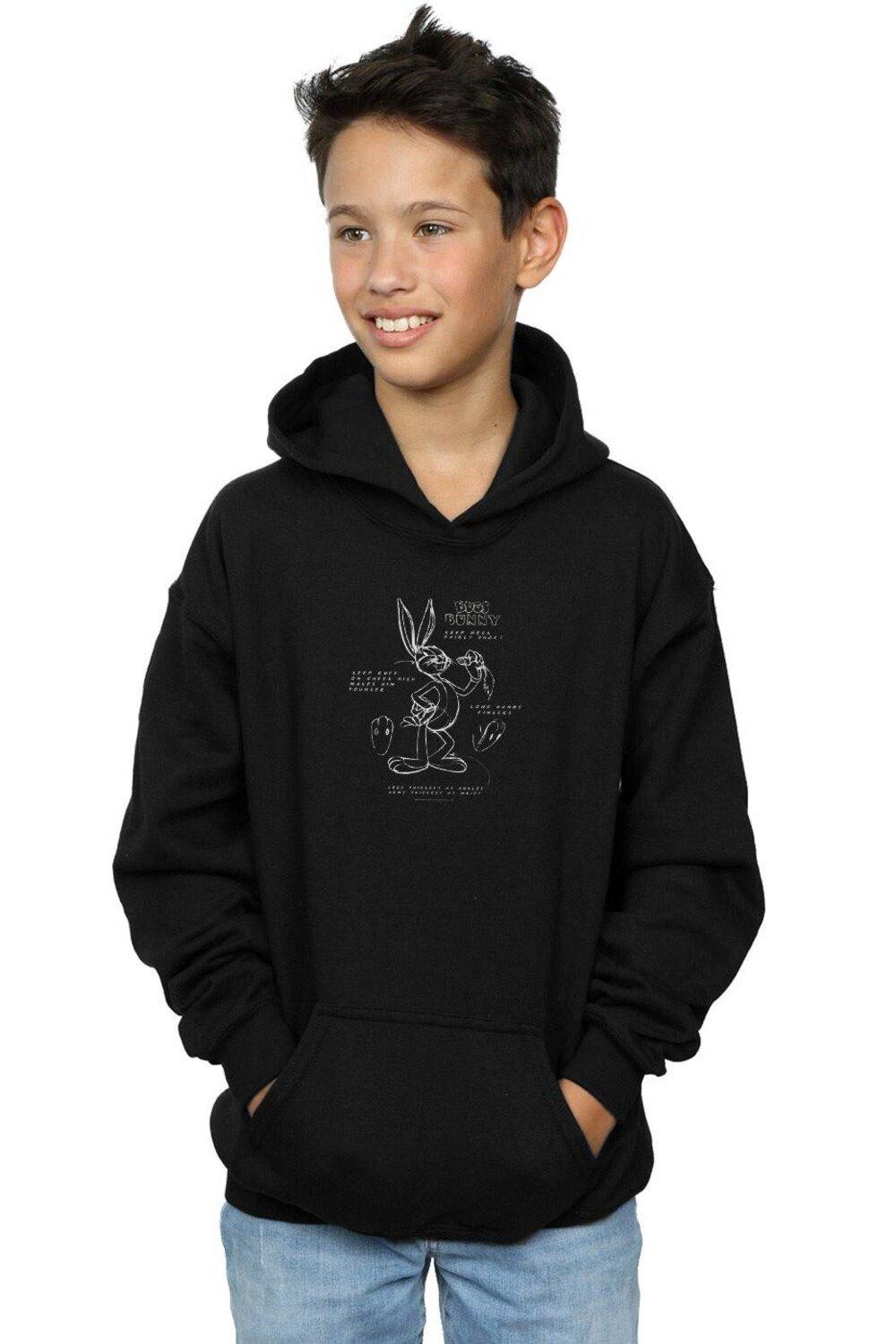 

Толстовка с инструкциями по рисованию Bugs Bunny Looney Tunes, черный