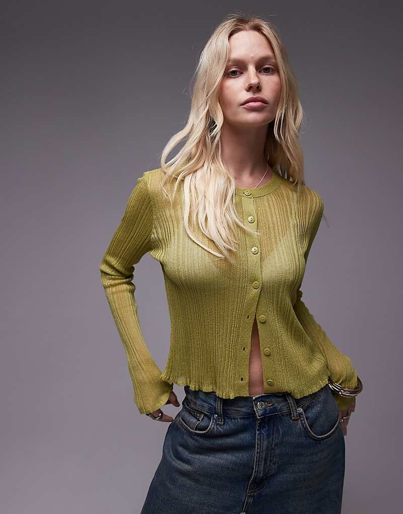 

Topshop – Прозрачный текстурированный кардиган зеленого цвета
