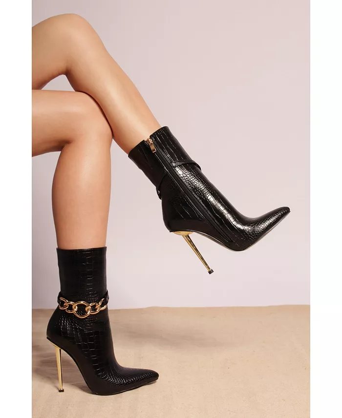 Никола крокодиловые сапоги на высоком каблуке London Rag, черный — фото 3