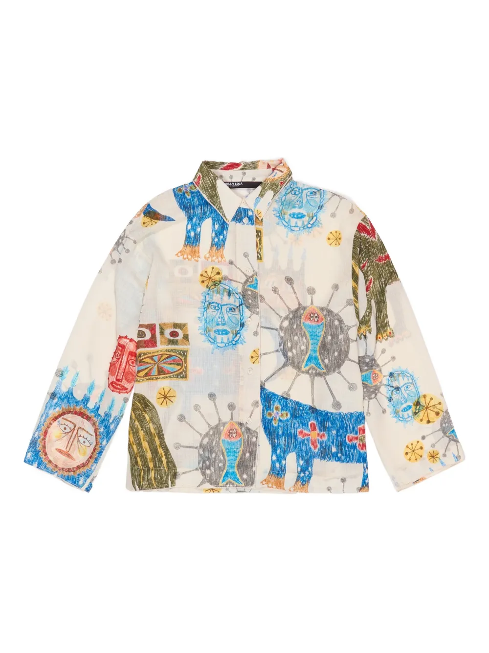 

Прямая рубашка с фактурной большой маской Bimba y Lola, нейтральный