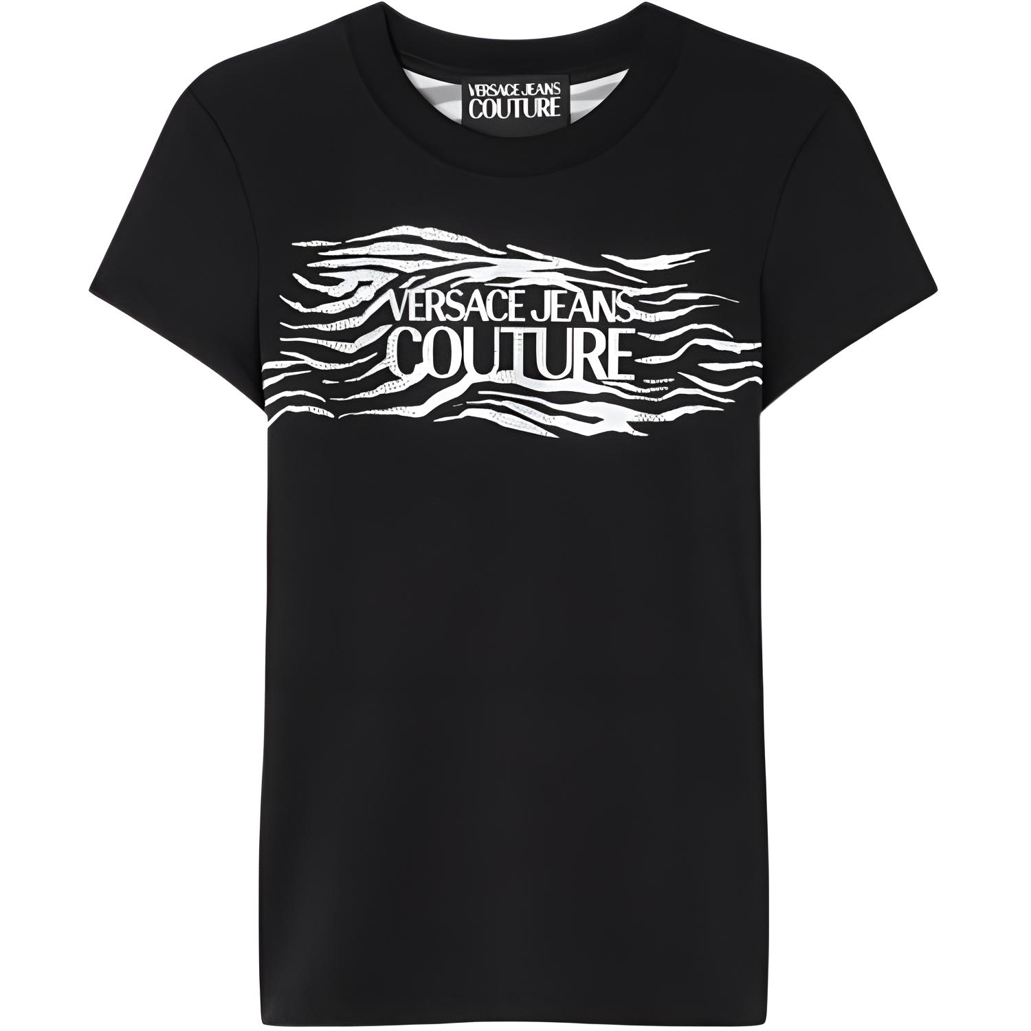 

Футболка с принтом логотипа Jeans Couture VERSACE, черный