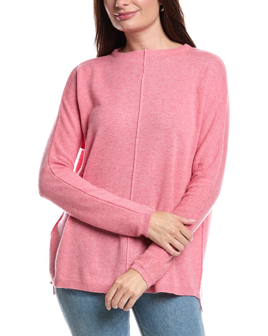 

Форте Кашемир Вязаный свитер с воронкообразным воротником и швами Forte Cashmere, розовый