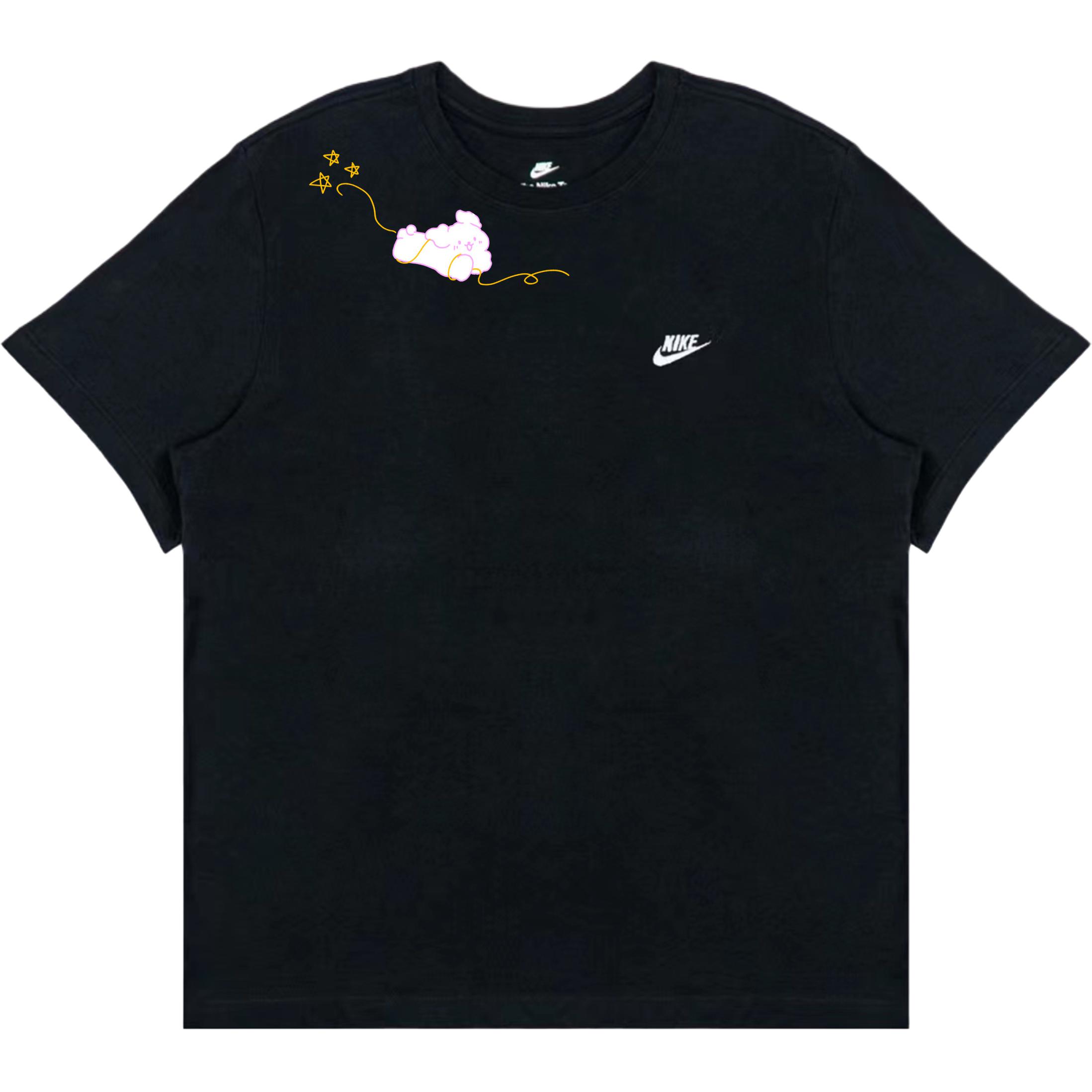 

Футболка мужская с коротким рукавом и круглым вырезом, спортивная, с вышитым логотипом и мелким принтом Nike, черный