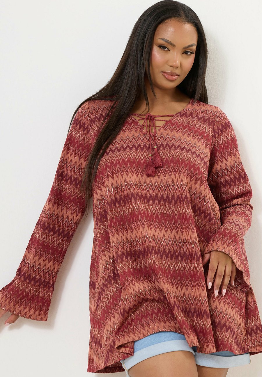 

Блуза Yours Clothing Blouse, Orange/Bordeaux