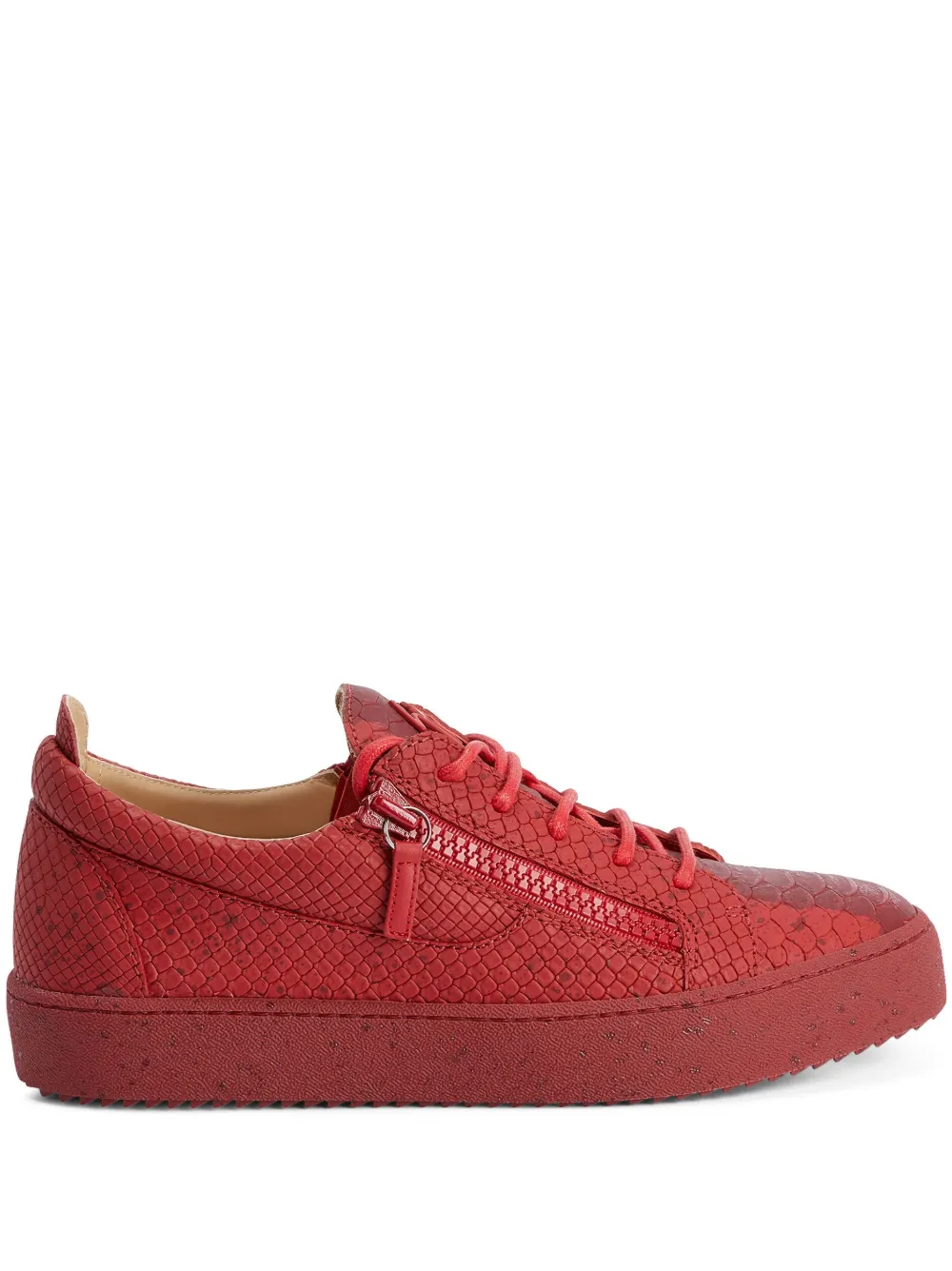 

Кеды Frankie с тиснением под кожу змеи Giuseppe Zanotti, красный