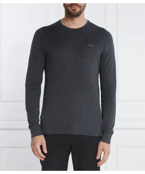 

Свитер из смесового шелка с Slim fit Calvin Klein, серый
