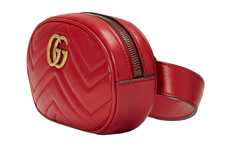 Женская кожаная поясная сумка Gucci GG Marmont, красная — фото 4