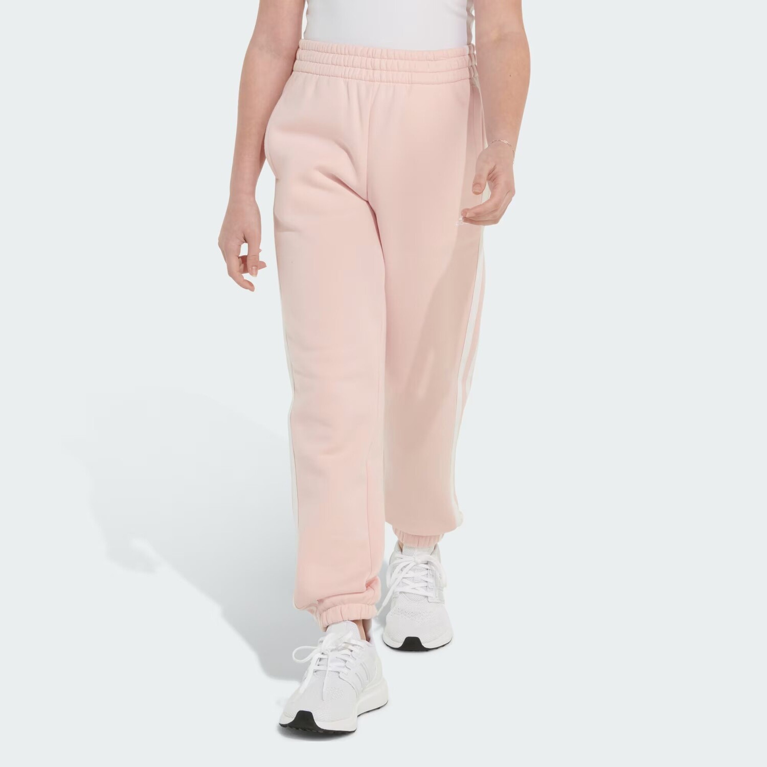 

Джоггеры из хлопкового флиса с 3 полосками Adidas, цвет Soft Pink