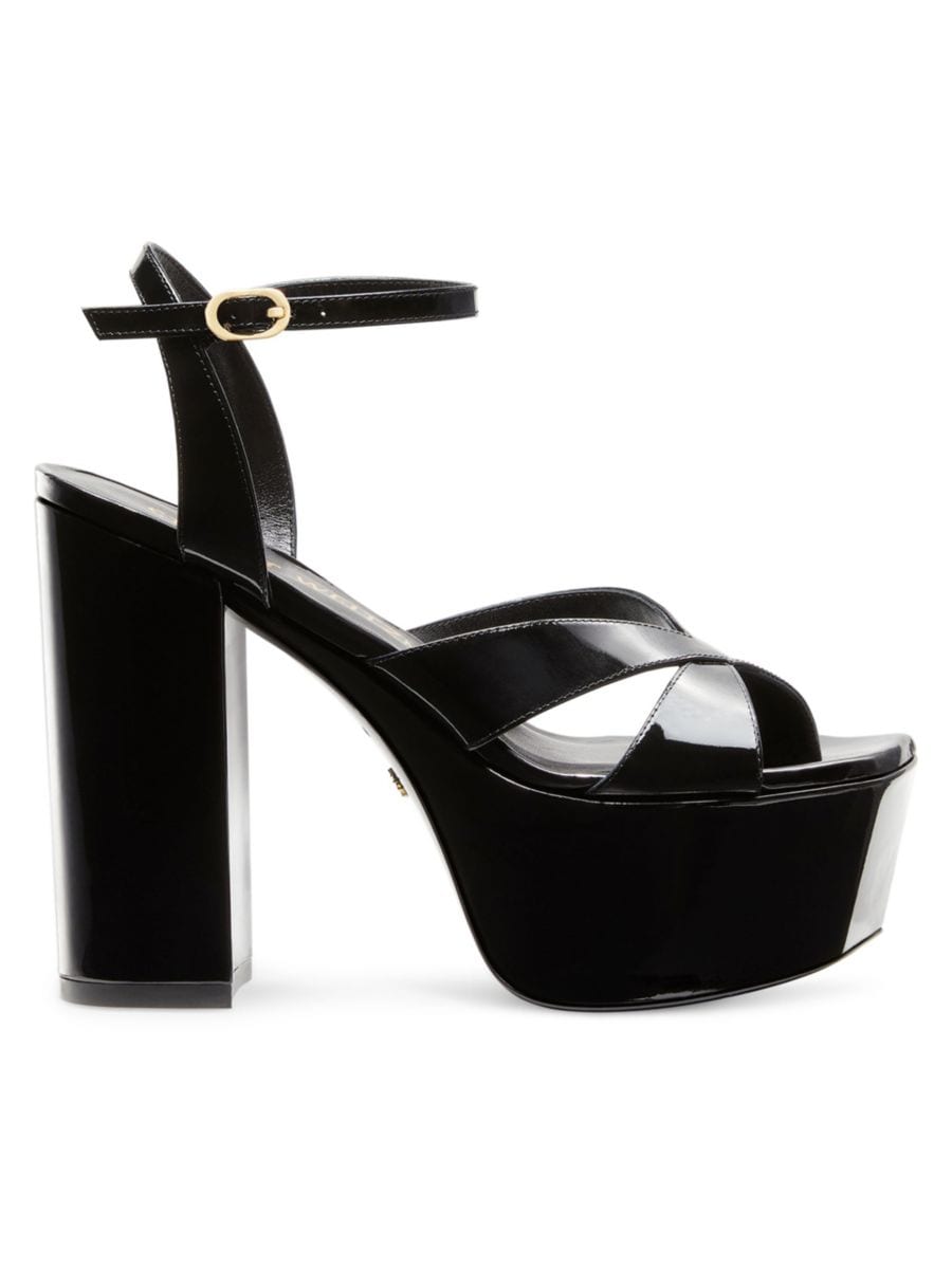 Сандалии на платформе из лакированной кожи Miami Stuart Weitzman, черный