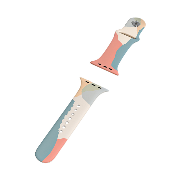 

IBOANN Часы Strap Apple Compatibility Silicone Material, Morandi Color Block Strap-Grapefruit Lime