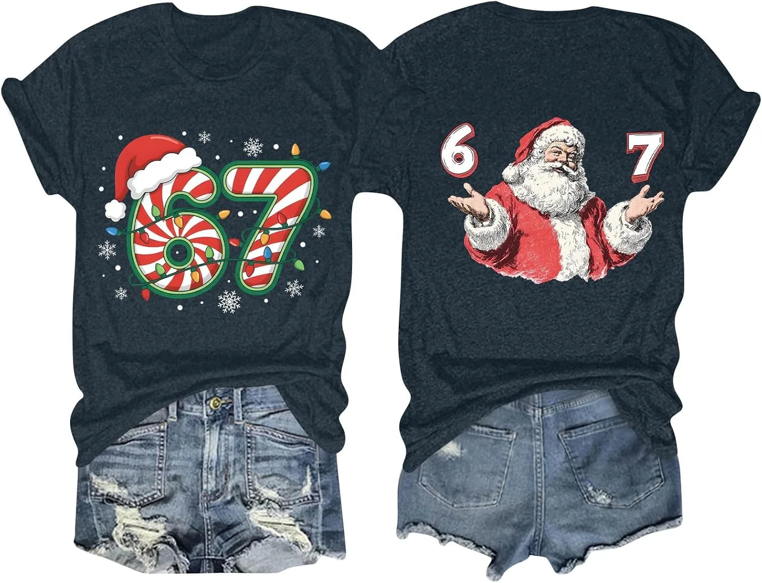 

Рождественский топ для женщин Loose Fit с праздничным принтом FQZWONG