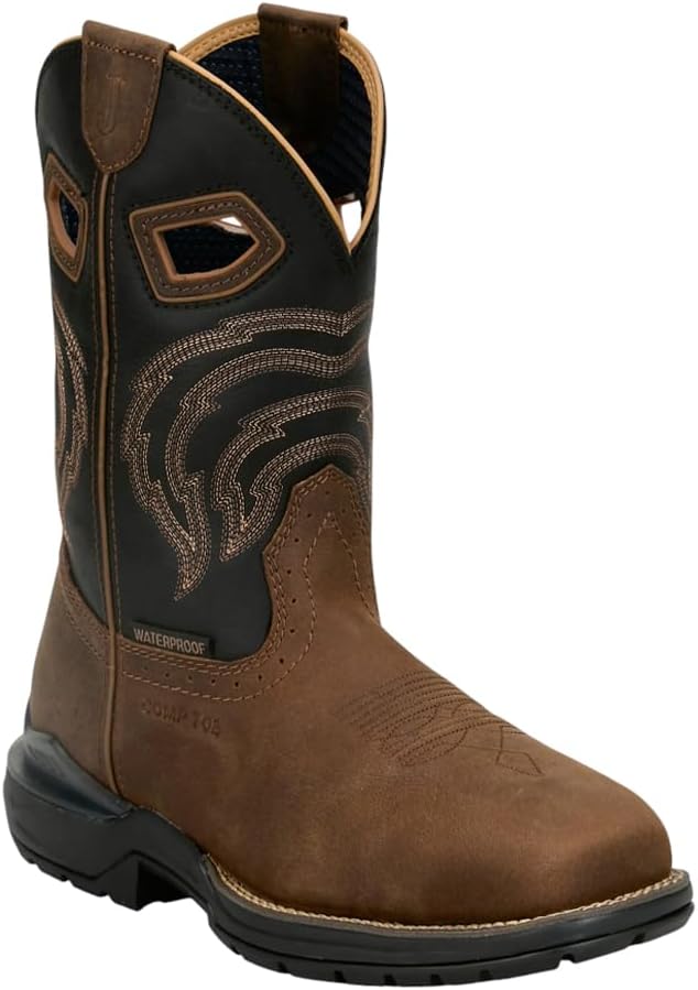 Мужские ботинки Justin Original Workboots Slickline 28 см с водонепроницаемым нанокомпозитным носком для работы/службы - коричневые — фото 2