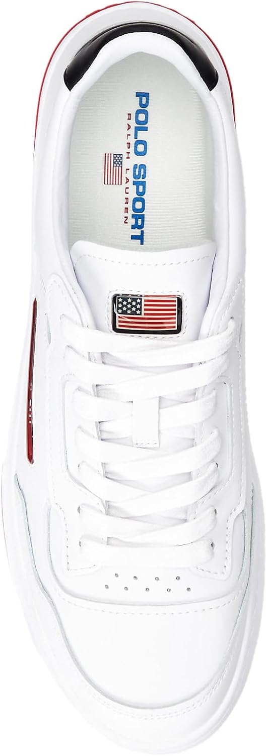 Polo Ralph Lauren мужские кожаные кроссовки low top lace, White — фото 3