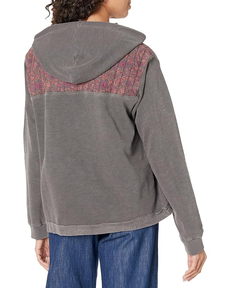

Пуловер Lucky Brand Floral Blocked Henley Pullover, цвет Washed Black