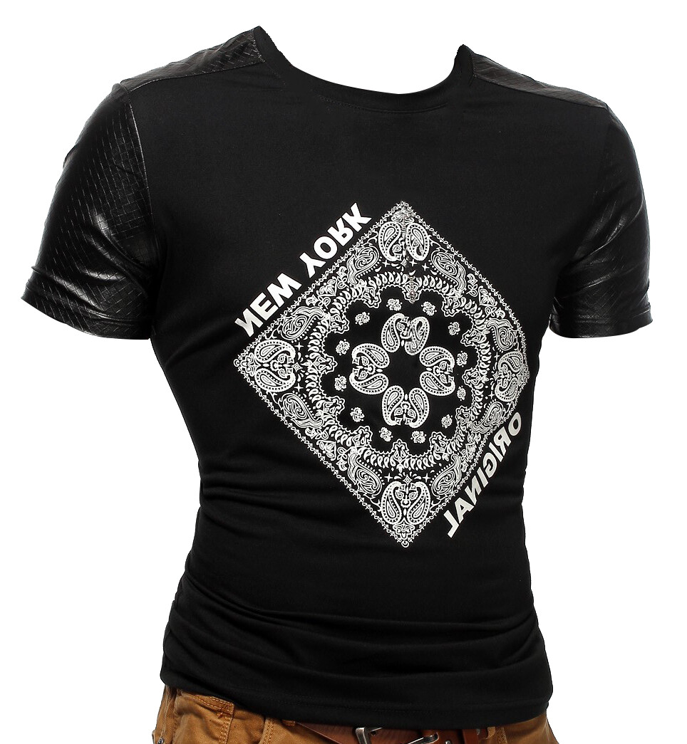 

Футболка Arizona Shopping Lederärmel Paisley Bandana Motiv Moda, черный