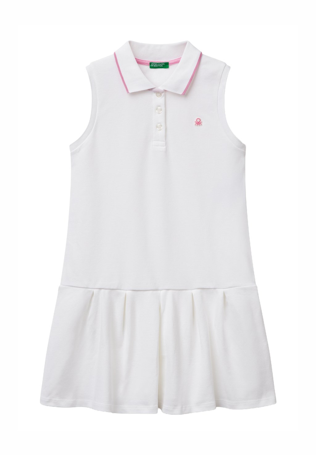 

Платье-рубашка SLEEVELESS WITH CONTRAST COLOR STRIPE ON COLLAR United Colors of Benetton, белый
