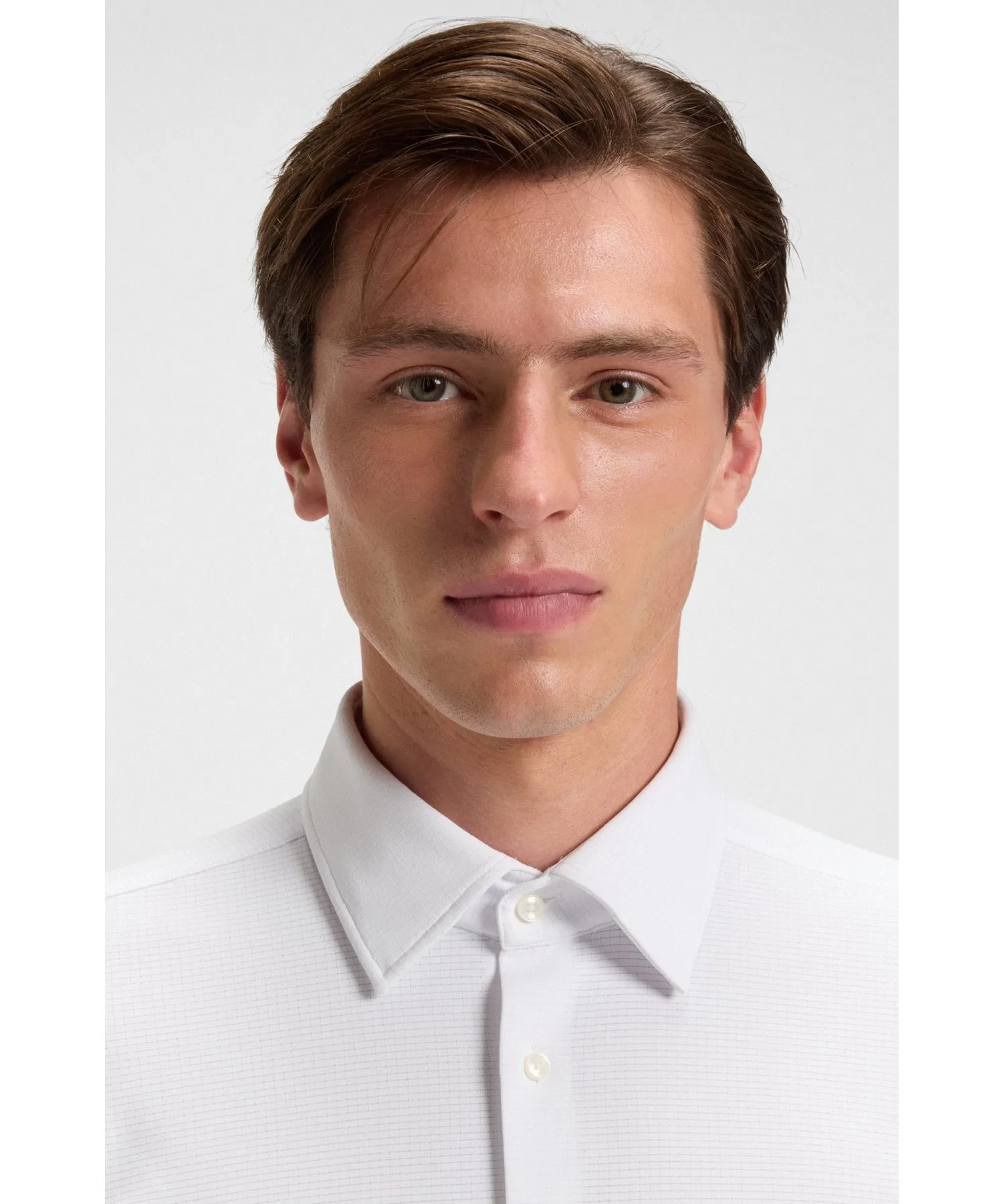 Мужская рубашка BOSS Slim Fit из текстурированного нейлона чёрная — фото 2