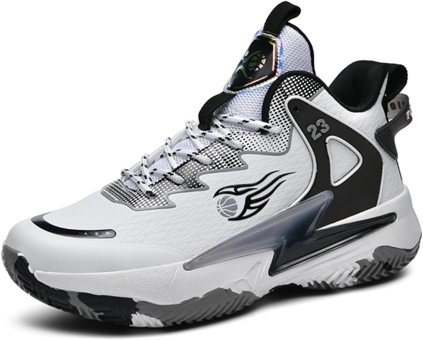 

Мужские высокие модные кроссовки на шнуровке с сетчатым верхом, для баскетбола, с противоскользящей подошвой, дышащие, удобные, спортивные кроссовки для тренировок и бега Boaobaihuo, белый