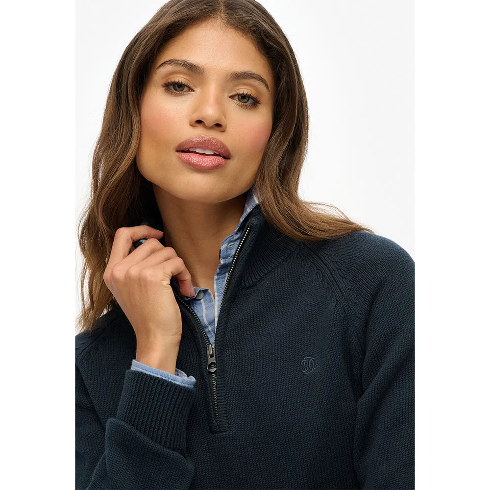 Толстовка Superdry Essentials Slim Knit с застежкой-молнией до середины груди, синий — фото 4