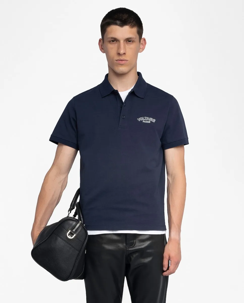

Хлопковая мужская поло Dimitri с коротким рукавом Zadig & Voltaire, темно-синий