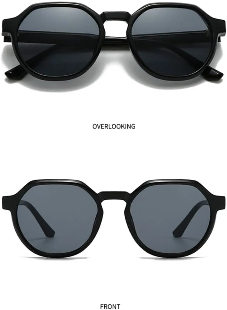 

Солнцезащитные очки для мужчин и женщин - защита UV400 - круглая оправа, черные линзы, для занятий спортом на открытом воздухе и вождения LXLHWN, Tyj510-4