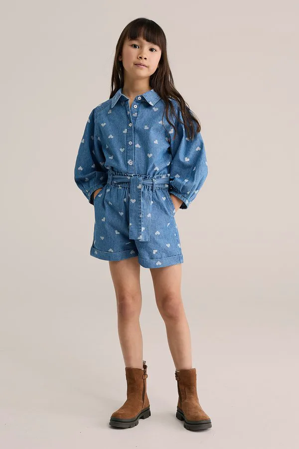 Блузка с ребристым воротником на пуговицах We Fashion, Blue — фото 2