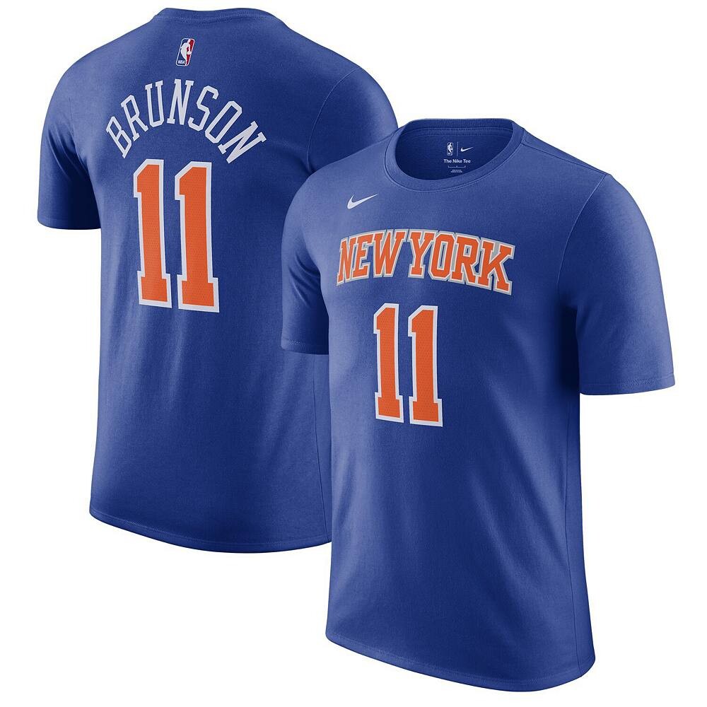 Мужская синяя футболка с именем и номером Nike Jalen Brunson New York Knicks Icon Edition, цвет Kni Blue — фото 2