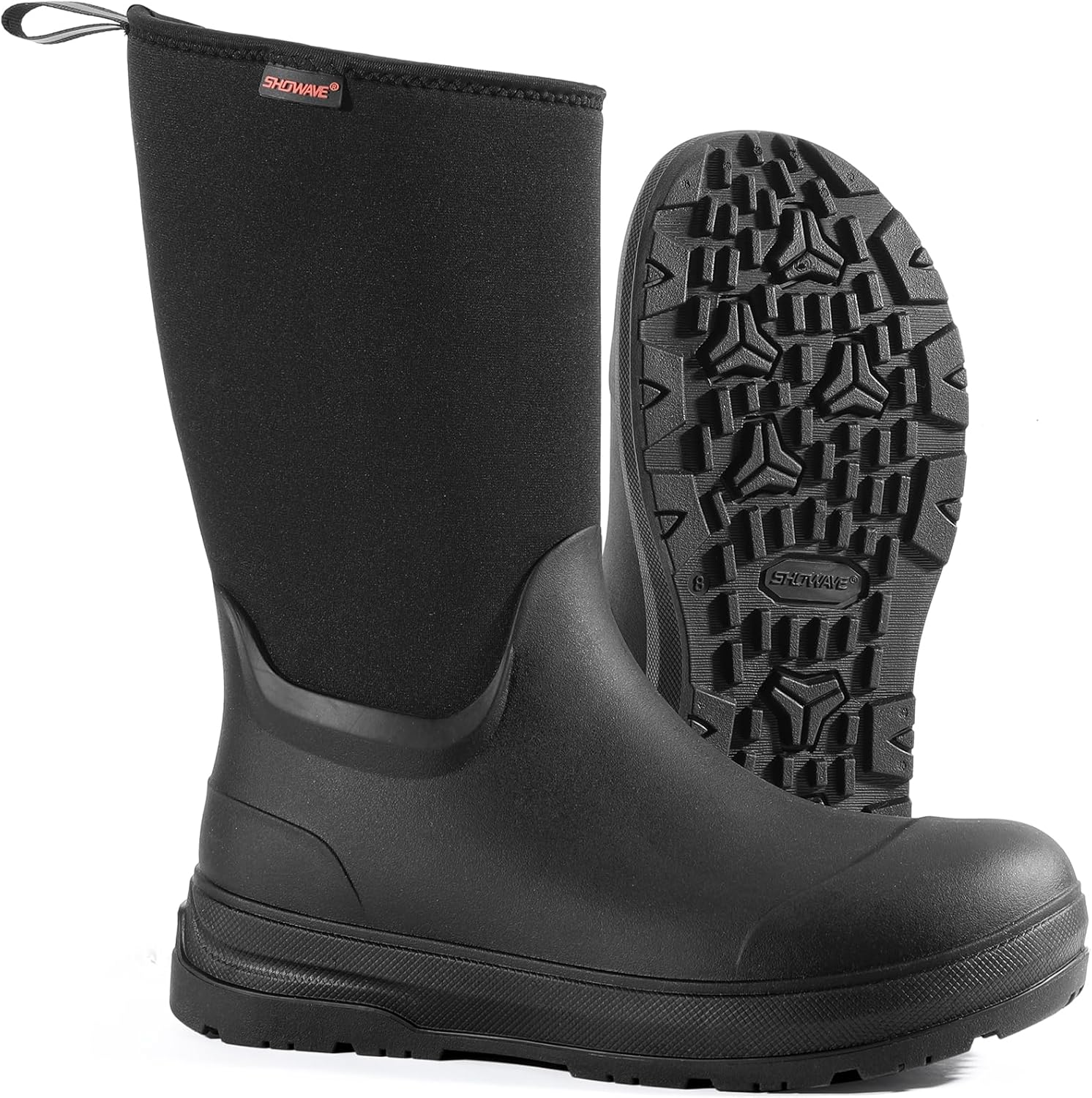 

Мужские резиновые сапоги Showave средней длины, водонепроницаемые утепленные прочные сапоги от грязи для работы, садоводства, охоты, фермерства и на открытом воздухе, черный