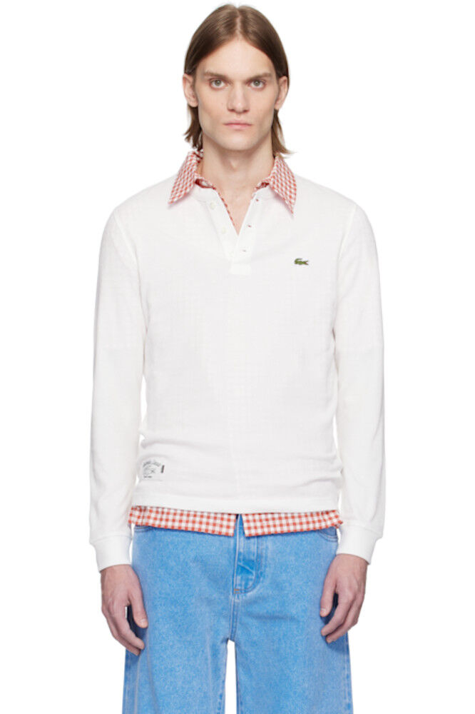 

Белая вафельная кофта-хенли Lacoste
