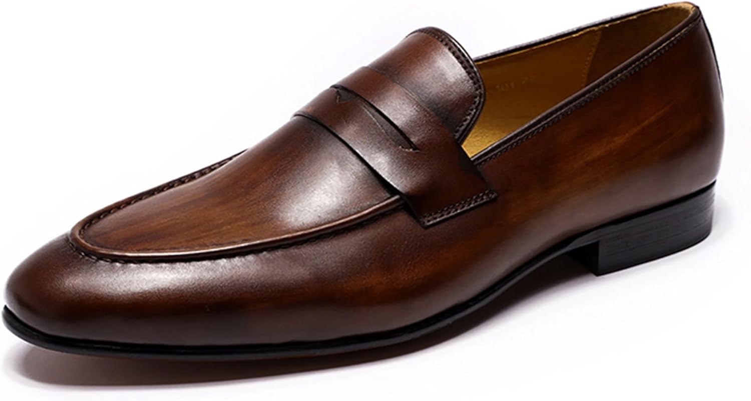 

Мужские лоферы Santimon, слипоны, повседневные и праздничные туфли, из натуральной кожи, лоферы с монеткой, модные мужские обувь для свадьбы, смокинга, делового костюма, комфортные прогулочные туфли, Coffee