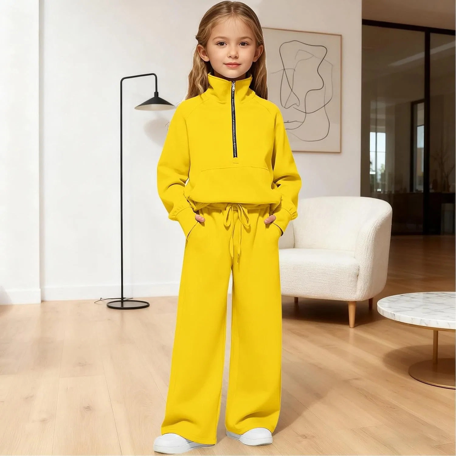 Детский спортивный костюм с капюшоном, Generic, 2 предмета, B-yellow — фото 3