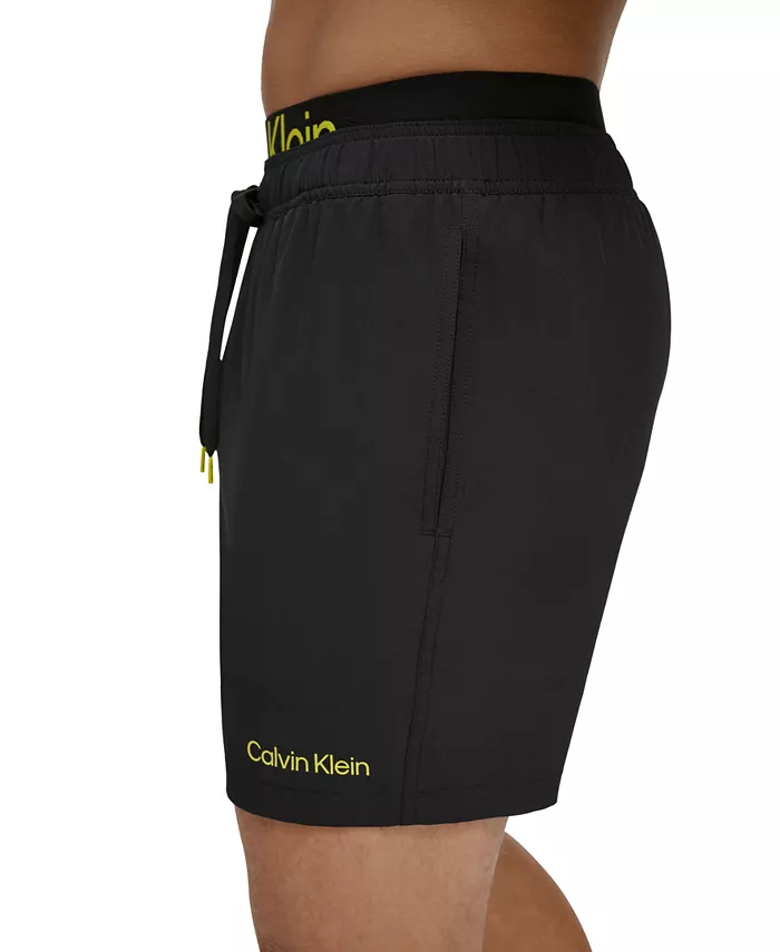 Мужские плавки Volley Modern Euro 5" с эластичным поясом и логотипом Calvin Klein, черный — фото 3