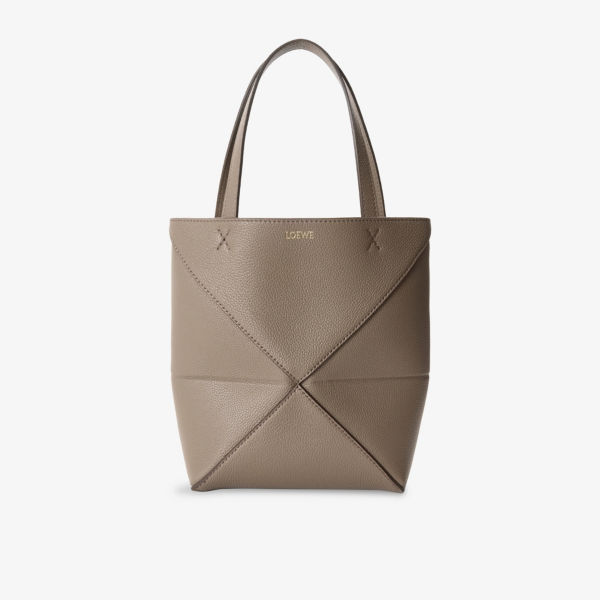 

Мини-складная кожаная сумка-тоут Puzzle Fold Loewe, коричневый