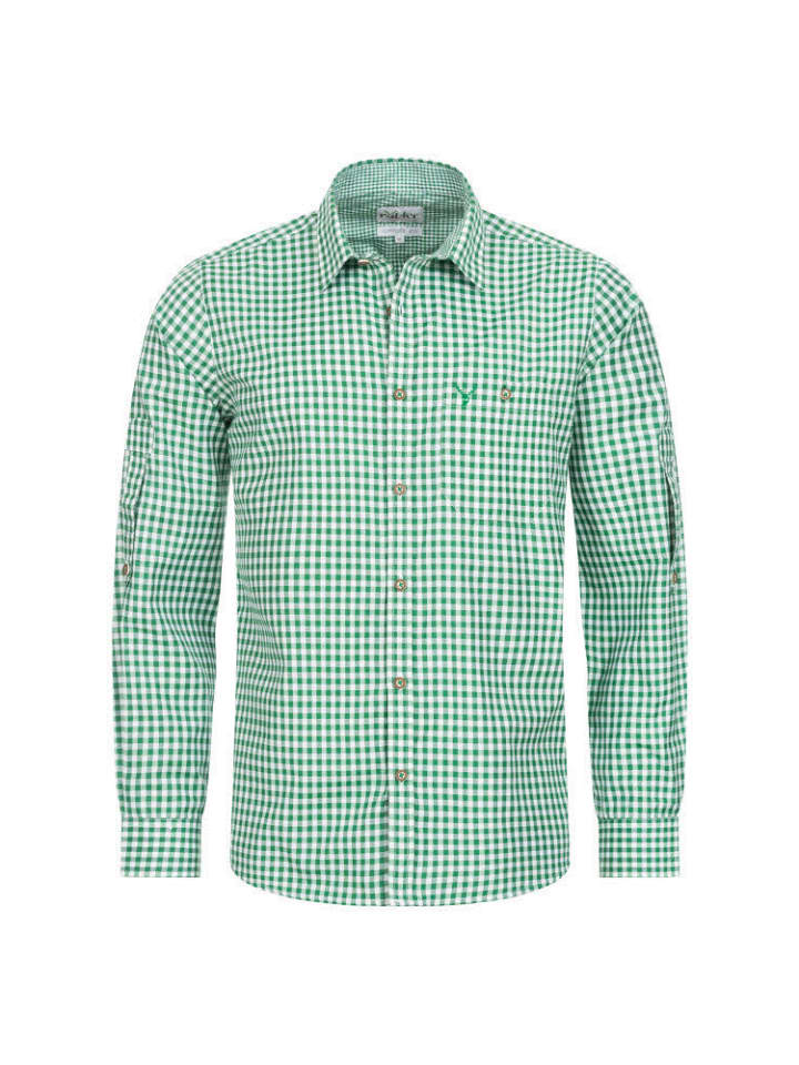 

Зепп, традиционная рубашка с длинными рукавами зеленого цвета Nübler