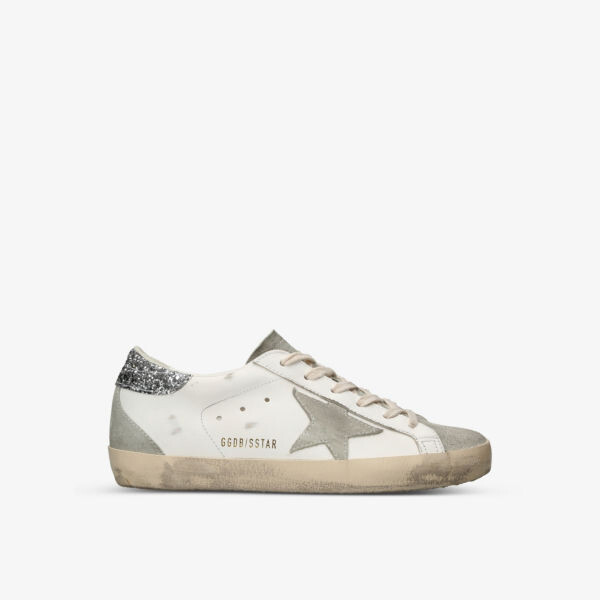 Кроссовки Super star 10273 из замши и кожи со звездами Golden Goose, белый