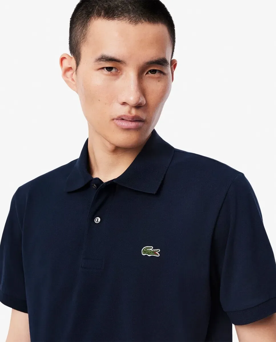 Поло Lacoste мужское классическое с короткими рукавами, темно-синий — фото 3