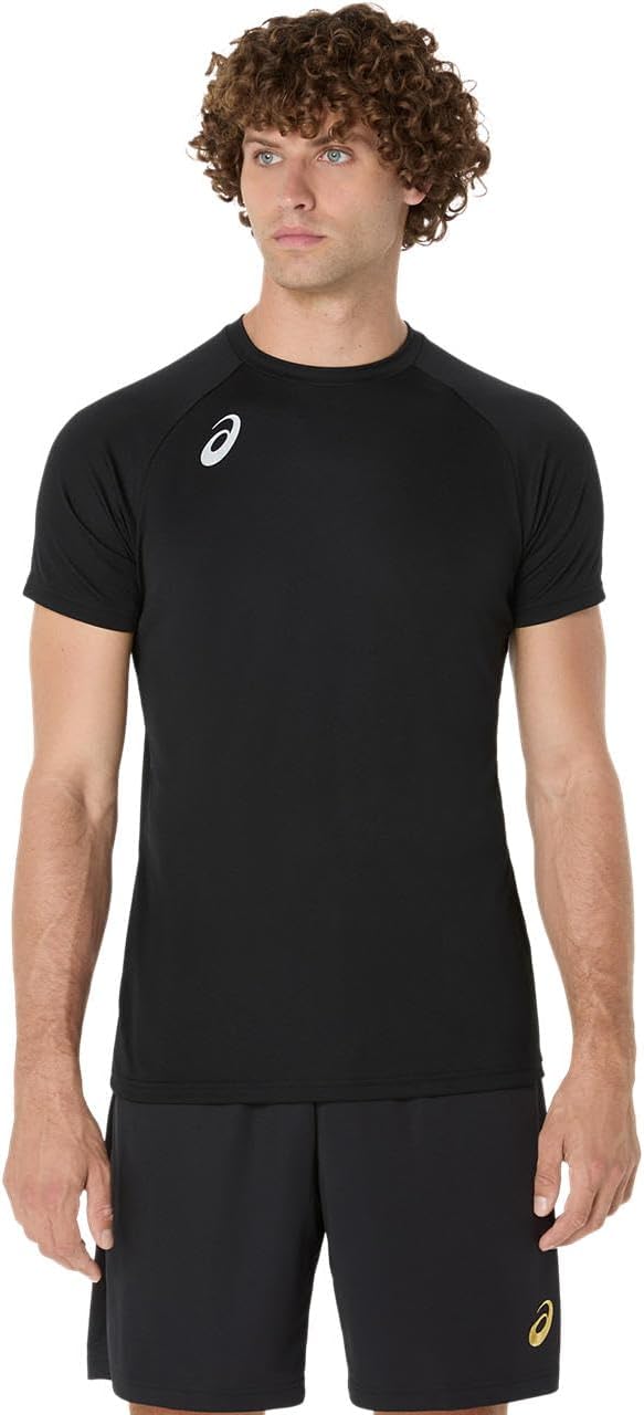 

Футболка для тренировок по волейболу ASICS с коротким рукавом (с принтом на спине) 2053A214, унисекс, для взрослых, черный
