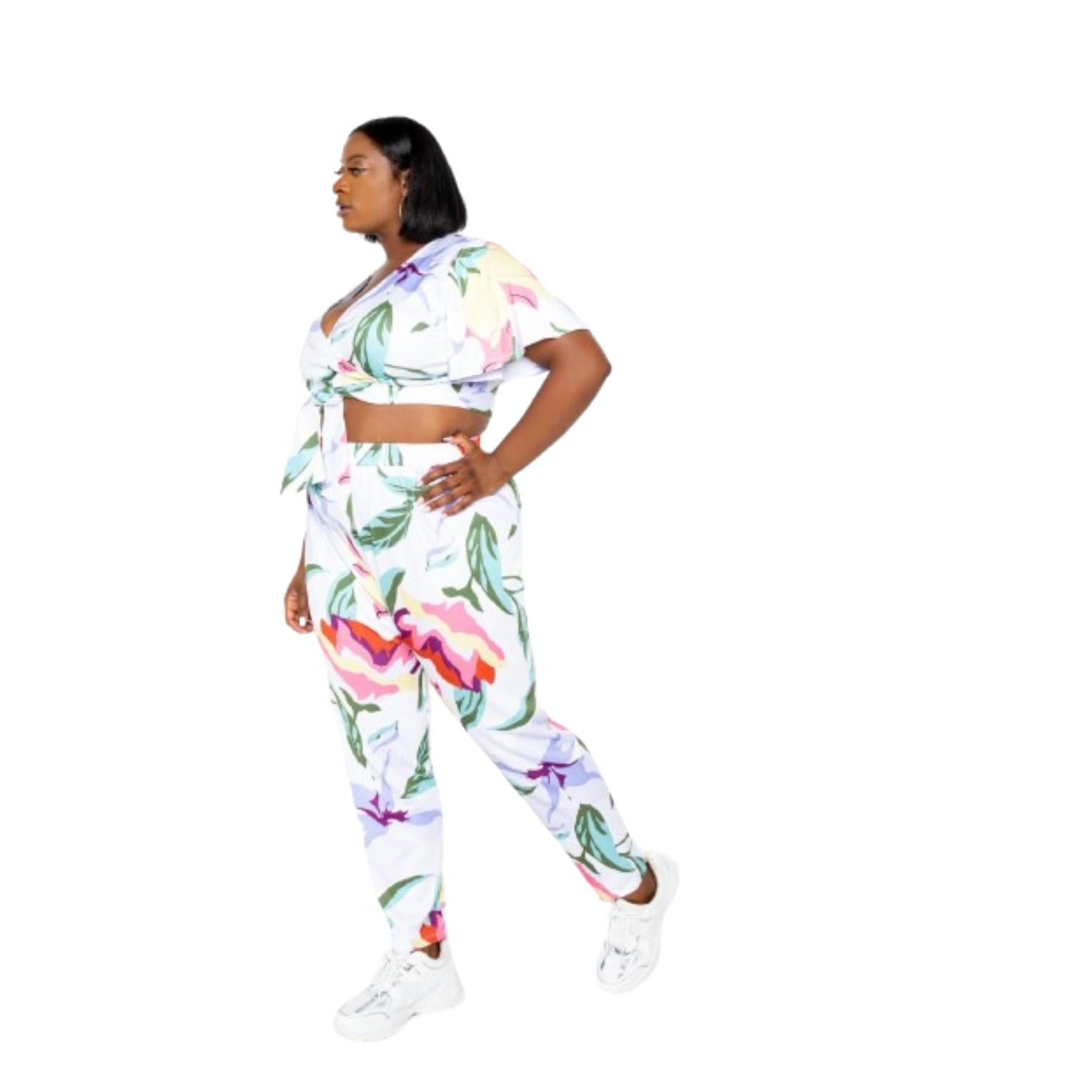 

Комплект из джоггеров и топа Flower FASHNZFAB, цвет multi/white