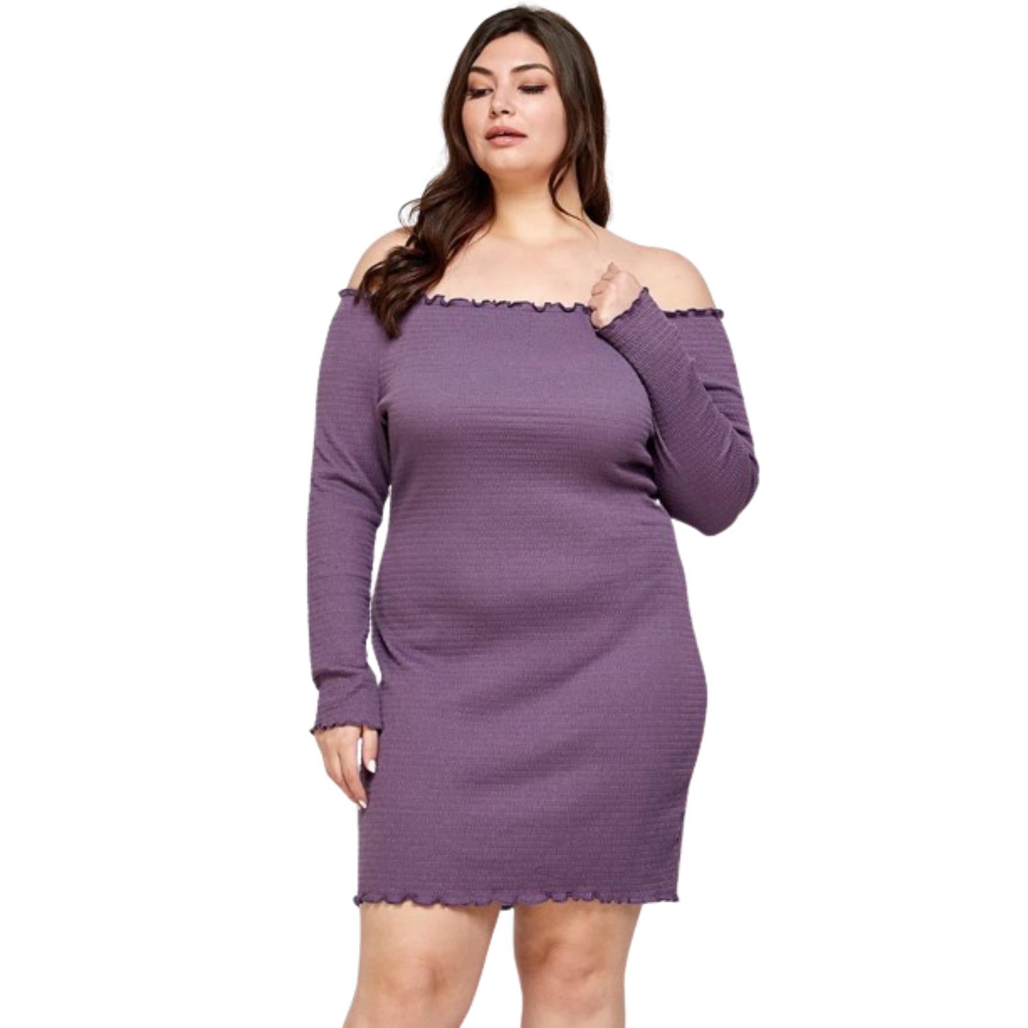 

Платье с открытыми плечами и сборками FASHNZFAB, цвет purple ash
